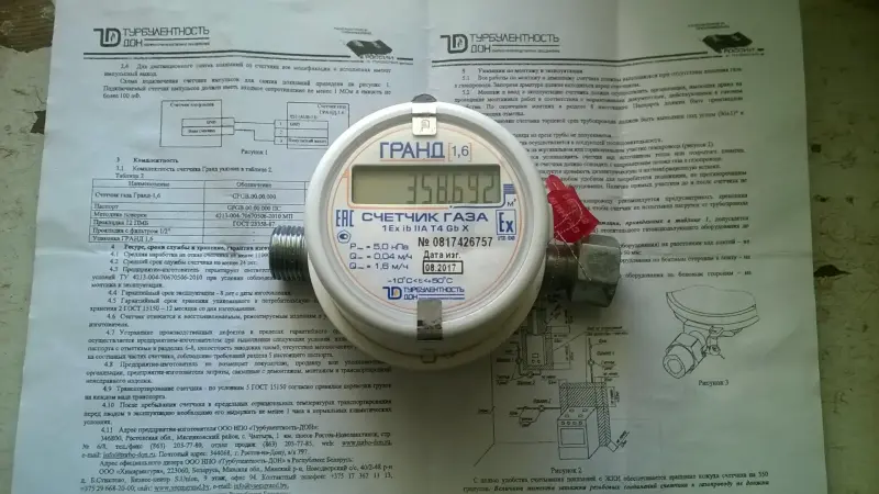 Счетчик газа малогабаритный Гранд-1,6