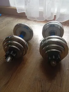 Набор гантелей/штанги (сталь) на 27,5 кг (новае)