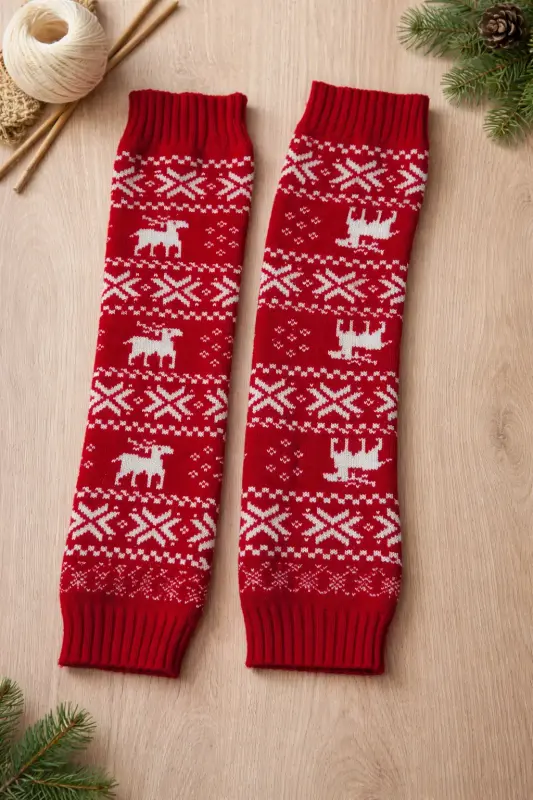 Гетры красные с оленями