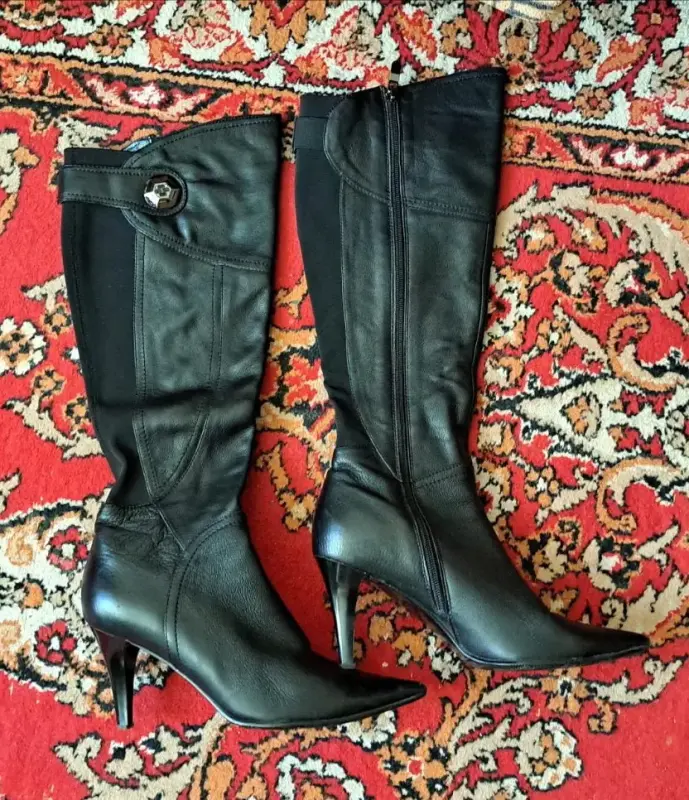 Сапоги осенние женские р.38 на каблуке, б.у