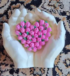 Ладони, новые, ручная работа из гипса в форме рук+ ароматное мыло