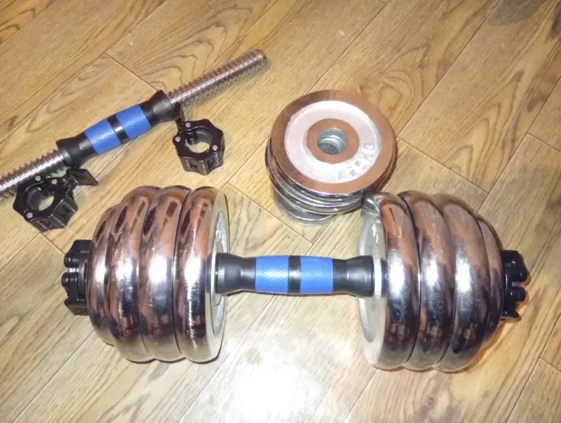 Набор гантелей/штанги (сталь) на 27,5 кг (новае)