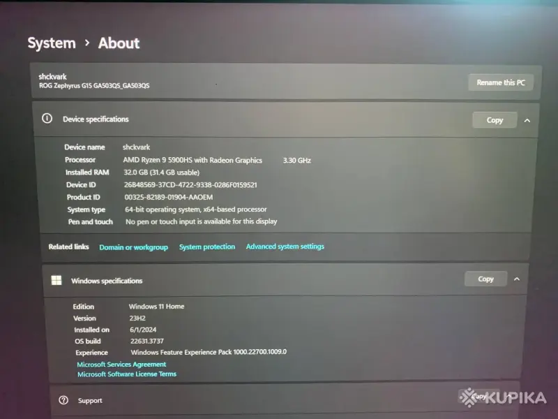 ASUS ROG Zephyrus G15 32GB - Вся Беларусь - 244495 - Доска объявлений Kupika.by - Фото 6