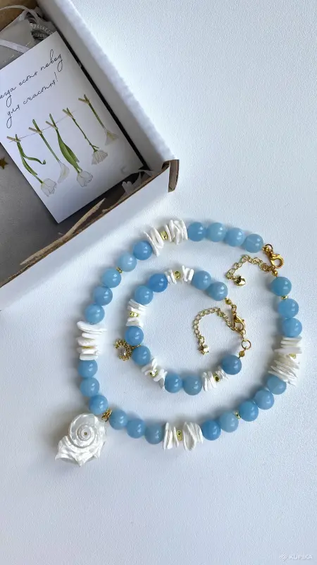 Набор колье и браслет ручной работы