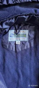 Куртка синяя с желтыми вставками на мальчика 5-6лет, р.104-116, б.у с капюшоном