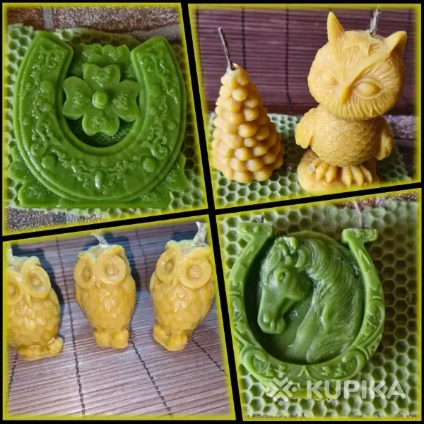 Свечи восковые в форме подков и совушек