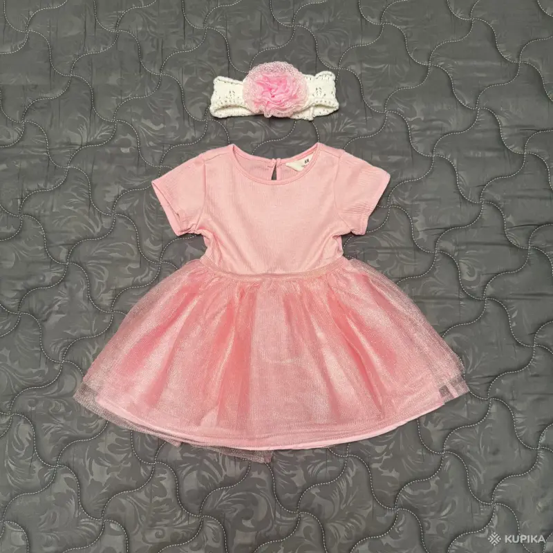 Нарядное платье с повязкой для девочки 1-2 лет