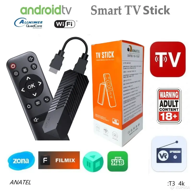 Android Смарт ТВ Stick Anatel T3 4K Exclusive. Смарт ТВ приставка. ДОСТАВКА.