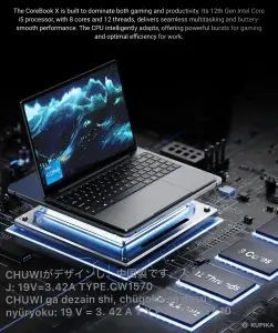 Ноутбук 2026CHUWIがデザインし、中国製です。入力: 19V=3.42A TYPE.CW1570 Intel Core I5 Windows 11 512GB 64GB
