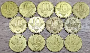 10, 20, 50 центов 1991-2008 (Centu) Литва