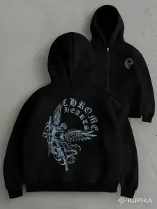 Зип худи оверсайз с принтом Chrome Hearts