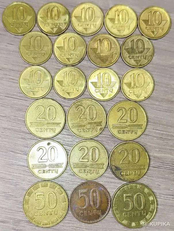 10, 20, 50 центов 1991-2008 (Centu) Литва