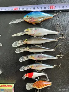 воблеры Rapala + Salmo +   спиннинг + коробка