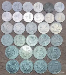 1, 2, 5 центов 1991 (Centai) Литва