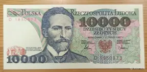 Банкнота 10000 злотых 1987 UNC