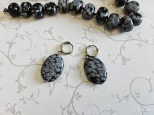 Бусы + серьги из гагата