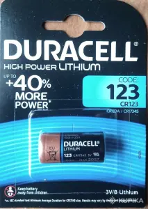 Литиевые батарейки CR123A DURACELL (США)