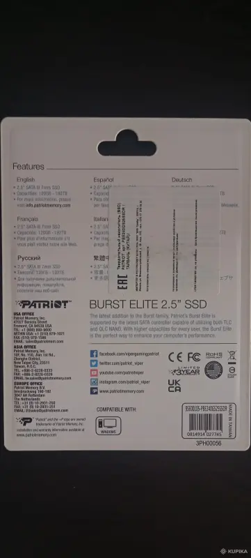SSD и HDD жесткие диски - SSD. Patriot Burst Elite. PBE240GS25SSDR - Вся Беларусь - Фото 2 SSD. Patriot Burst Elite. PBE240GS25SSDR - Вся Беларусь - 253915 - Доска объявлений Kupika.by - Фото 2