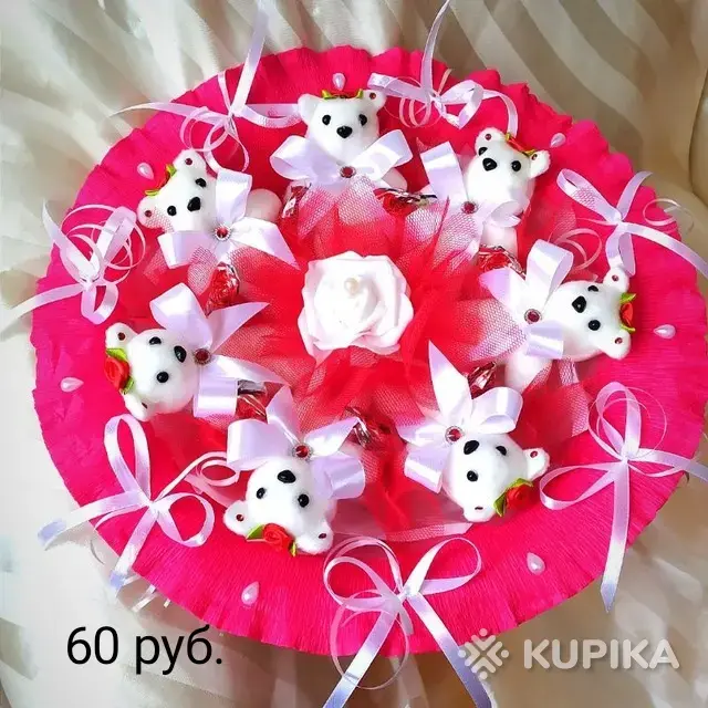 БУКЕТ ИЗ МЯГКИХ МИШЕК