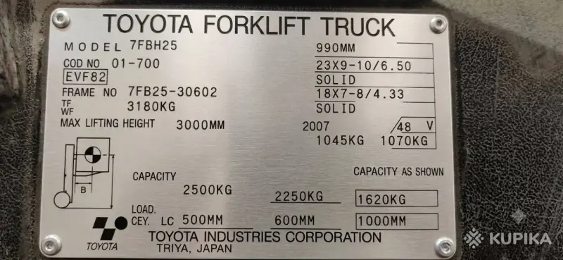 Погрузчик TOYOTA 7FBH25 (Япония) • 2,5 т - Вся Беларусь - 256488 - Доска объявлений Kupika.by - Фото 9