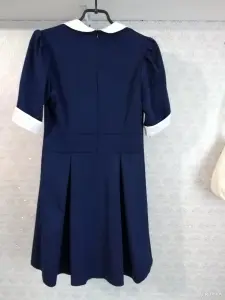 Платье школьное синее с коротким рукавом 46р_р.