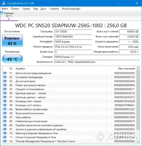 SSD WDC PC SN520 SDAPNUW-256G-1002 (256 ГБ)
