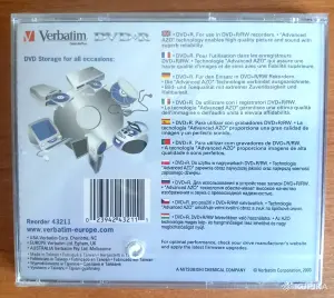 НОВЫЕ диски Verbatim DVD-R и DVD+R в упаковке