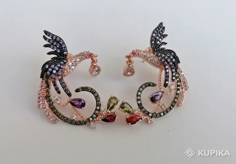Серьги "Фениксы". 2,8 х 2,4 см