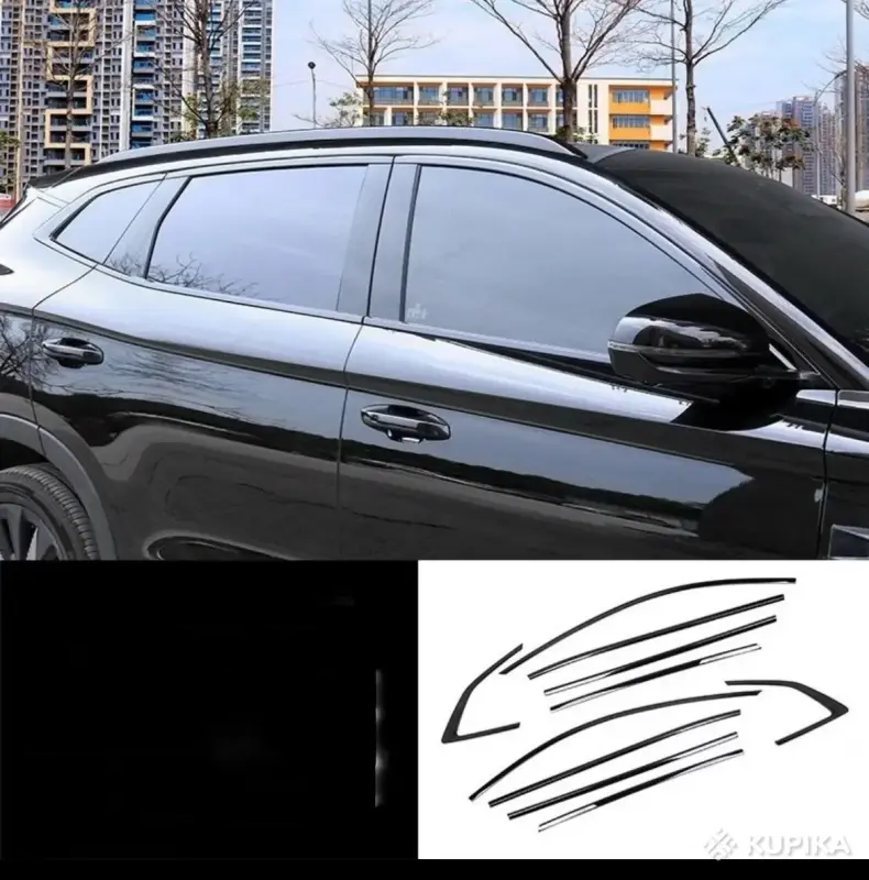 Накладки на молдинги стекол (антихром) BYD Song Plus 2020-2026 — черная нержавеющая сталь, 10 шт, скотч 3M - Вся Беларусь - 259776 - Доска объявлений Kupika.by - Фото 4