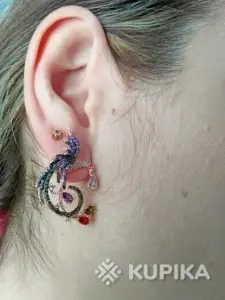 Серьги "Фениксы". 2,8 х 2,4 см