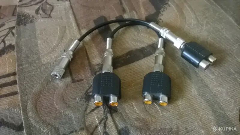 Переходник 2RCA гнездо - 2RCA гнездо и 3.5 мм