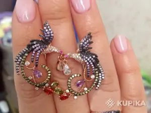 Серьги "Фениксы". 2,8 х 2,4 см