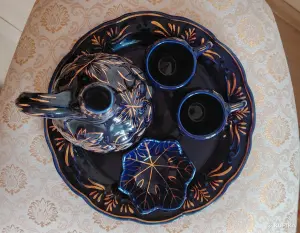Красивый набор посуды для вина, кувшин. Фарфор.