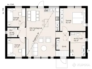 Каркасный дом 12,6х7,8 м