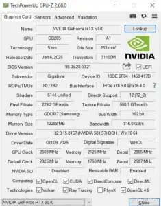 Видеокарта Gigabyte GeForce RTX 5070 Eagle OC SFF 12GB