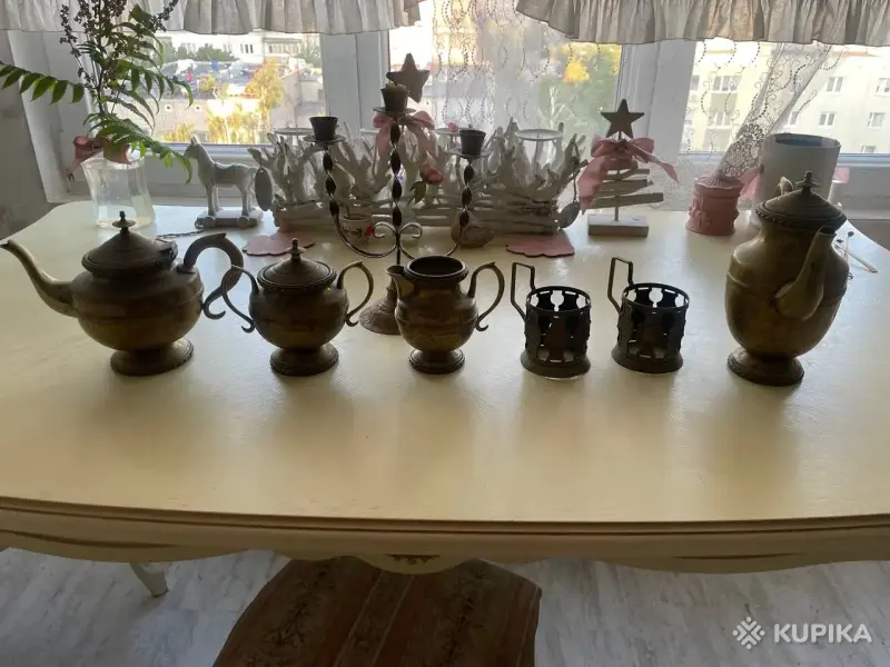 Антикварный бронзовый чайный набор