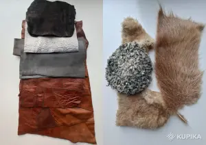 Куска натуральной кожи и меха