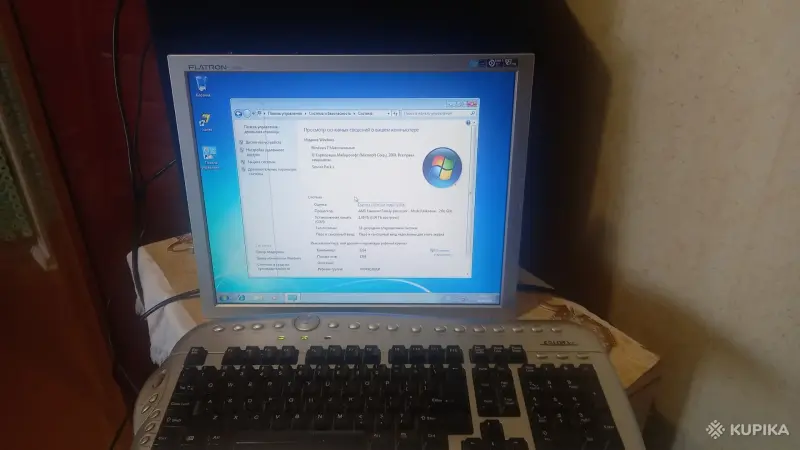 Компьютер Sempron 2Ghz, 160gb винчестер, 1gb, блок питания 350W, видеокарта 128Мб, монитор, клавиатура, в исправном состоянии, для простой работы