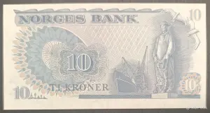 Банкнота 10 крон 1982 Норвегия UNC